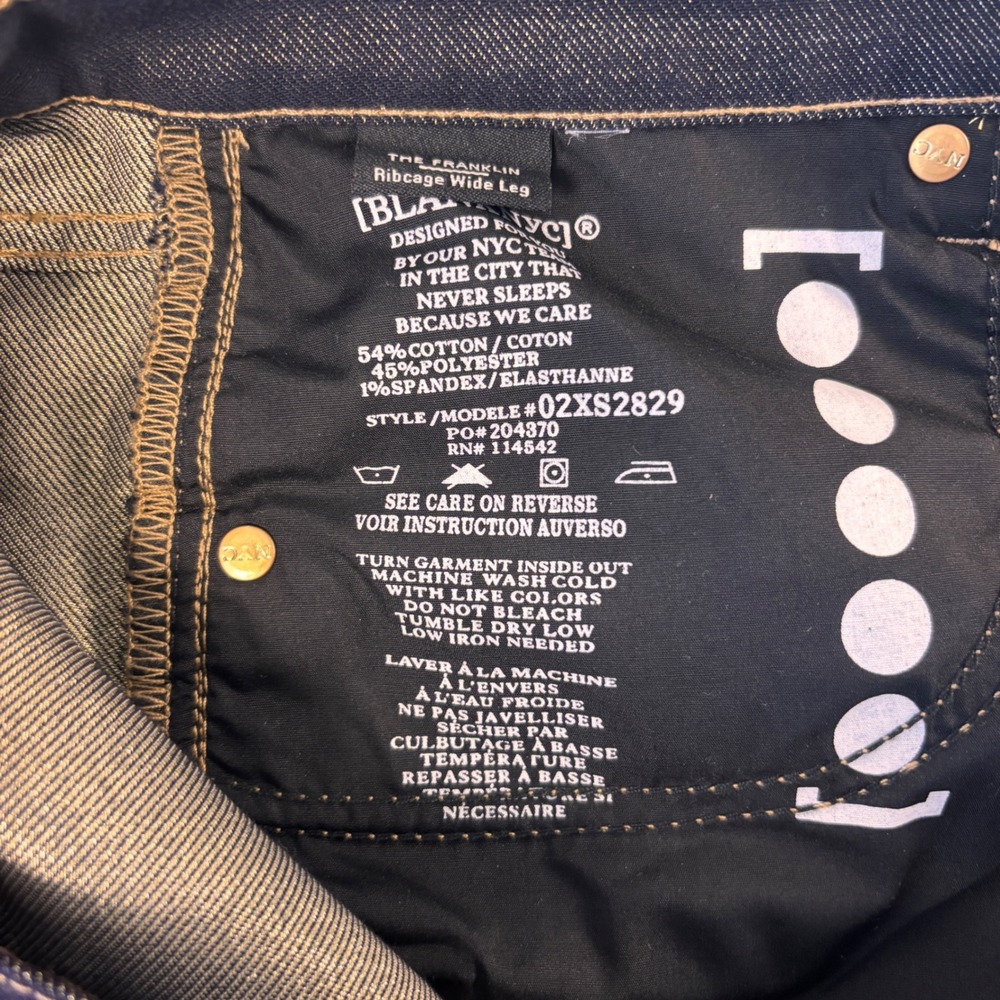 BlankNYC The Franklin Ribcage Wide Leg Gold Shimmer‎ Jeans 28 NWT Dark Wash - Picture 2 of 10